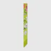 Gucci Printed Silk Twill Neck Bow In Green