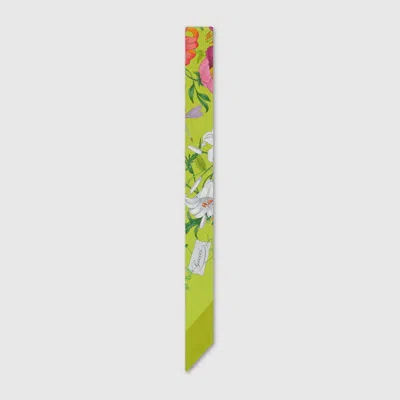 Gucci Printed Silk Twill Neck Bow In Green