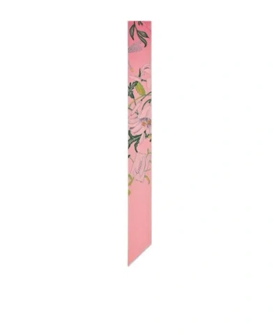 Gucci Printed Silk Twill Neck Bow In Pink