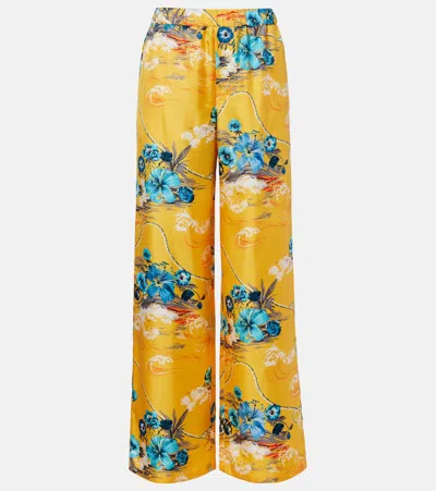Gucci Printed Silk Twill Palazzo Pants In Multi