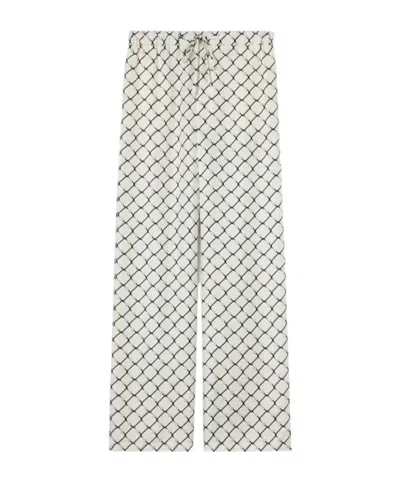 Gucci Printed Silk Twill Pants In White