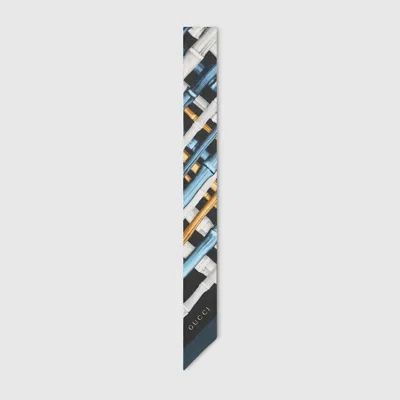 Gucci Printed Silk Twill Ribbon In Black