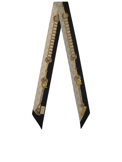 Gucci Printed Silk Twill Ribbon In Burgundy