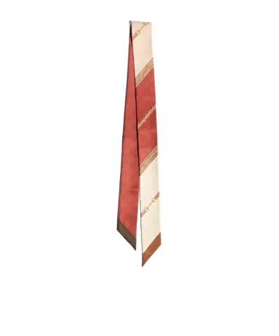 Gucci Printed Silk Twill Ribbon In Brown