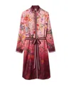 Gucci Bordeaux Gradient Dress With Removable Belt And All-over Flora Print In Silk Woman In Multi