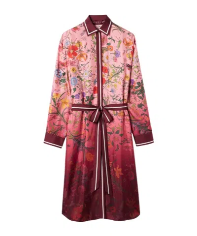 GUCCI PRINTED SILK TWILL SHIRT DRESS