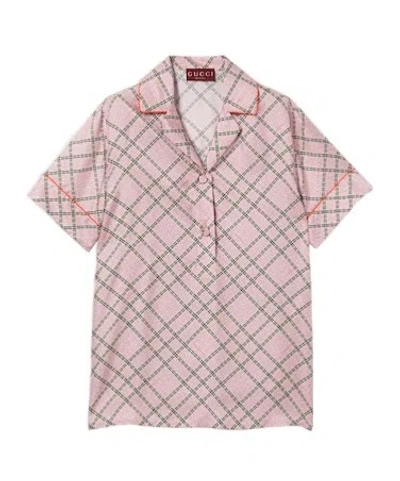 Gucci Printed Silk Twill Shirt In Pink