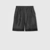 Gucci Black Silk Twill Printed Shorts In Black