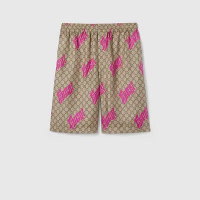 Gucci Printed Silk Twill Shorts In Multi