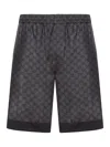 Gucci Gg Pattern Elasticated-waist Track Shorts In Black
