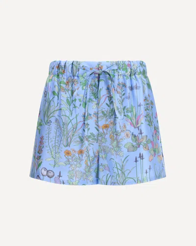 Gucci Printed Silk Twill Shorts In Blue