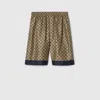 Gucci Gg Printed Silk Twill Shorts In Blue
