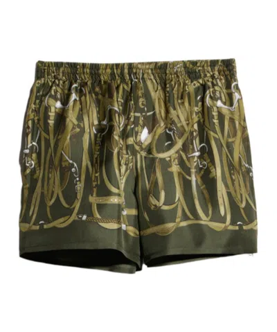 Gucci Printed Silk Twill Shorts In Green