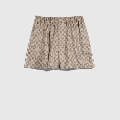 Gucci Printed Silk Twill Shorts In Neutral