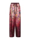 Gucci Floral Print Wide Leg Trousers With Elastic Waistband In Gold