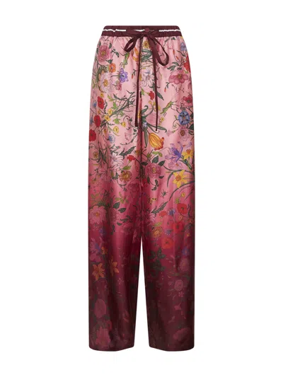 GUCCI PRINTED SILK TWILL TROUSERS