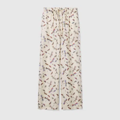 Gucci Printed Silk Twill Trousers In Multi