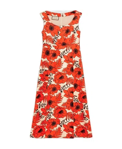 Gucci Printed Sleeveless Dress In Red