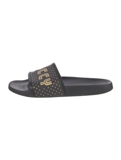 Pre-owned Gucci Printed Slides In Black