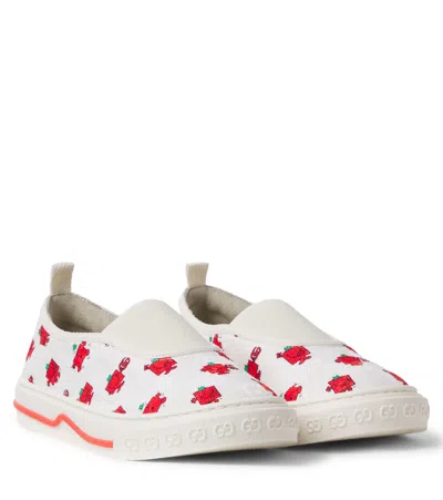 Gucci Printed Slip-on Sneakers In White