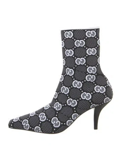 Pre-owned Gucci Printed Sock Boots In Black