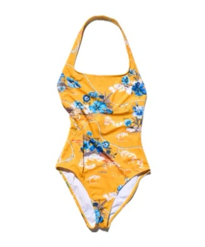 Gucci Printed Sparkling Jersey Swimsuit In Orange