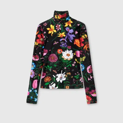 Gucci Printed Sparkling Jersey Turtleneck In Multi
