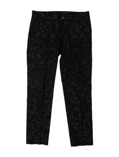 Pre-owned Gucci Printed Straight Leg Pants In Black