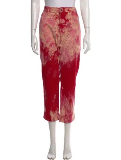 Pre-owned Gucci Printed Straight Leg Pants In Red