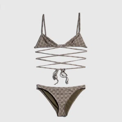 Gucci Printed Stretch Jersey Bikini In Brown