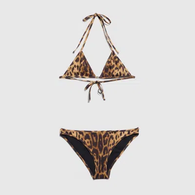 Gucci Printed Stretch Jersey Bikini In Brown