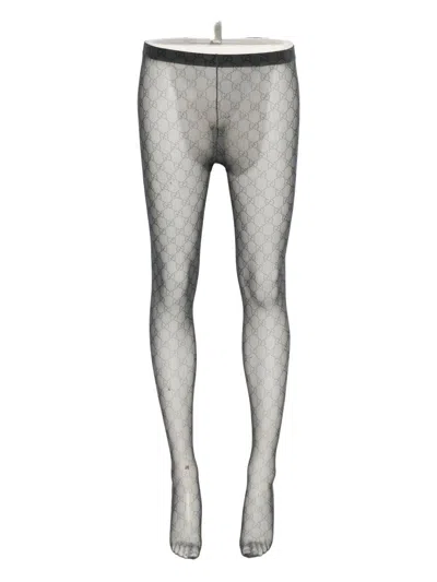 Gucci Printed Stretch Nylon Tights In Black