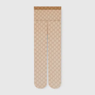 Gucci Printed Stretch Nylon Tights In Sand