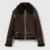 Gucci Women Brown Shearling Jacket With Shearling Trims And All-over Gg Motif In Suede Woman In Brown