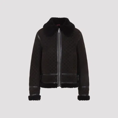 GUCCI GUCCI PRINTED SUEDE SHEARLING JACKET
