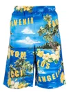 Gucci Printed Poplin Bermuda Shorts In Blue