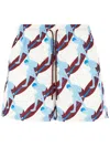 Gucci Nylon Swim Trunk With Surfer Print In Blue