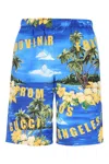 Gucci Printed Poplin Bermuda Shorts In Blue