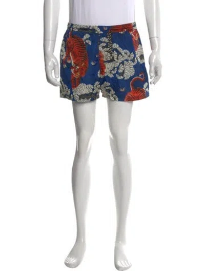 Pre-owned Gucci Printed Swim Trunks In Blue