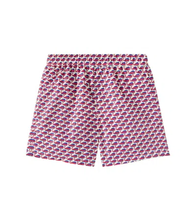Gucci Kids' Printed Swim Trunks In White/red/blue