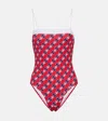 Gucci Printed Swimsuit In Red