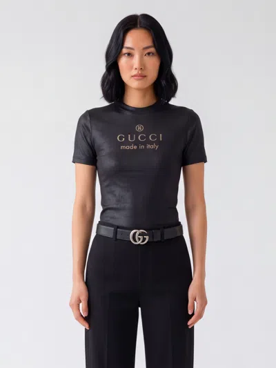 Gucci Printed Technical Cotton T-shirt In Black