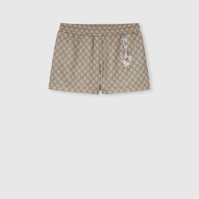 Gucci Printed Technical Jersey Shorts In Sand