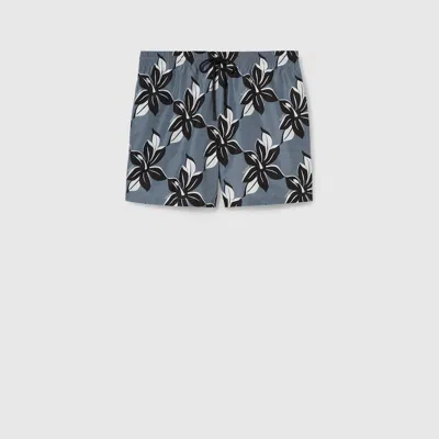 Gucci Printed Technical Poplin Swim Short In Gray