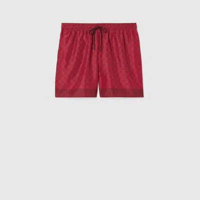 Gucci Printed Technical Poplin Swim Shorts In Red