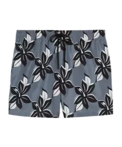 Gucci Printed Technology Poplin Swimming Trunks In Gray