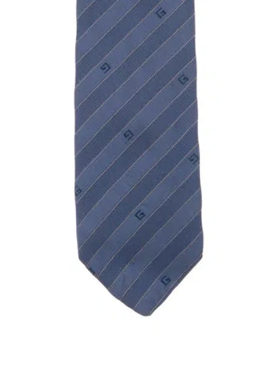 Pre-owned Gucci Printed Tie In Blue