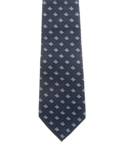 Pre-owned Gucci Printed Tie In Blue