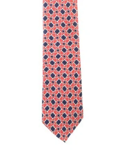 Pre-owned Gucci Printed Tie In Red