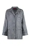 Gucci Womens Gg Supreme Oversized-fit Silk Shirt Blue White Mc In Blue